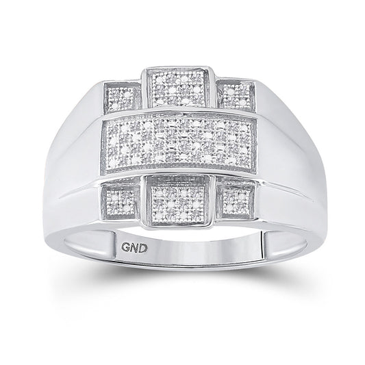 Sterling Silver Mens Round Diamond Cross Fashion Ring 1/6 Cttw, Mens Size: 7-13