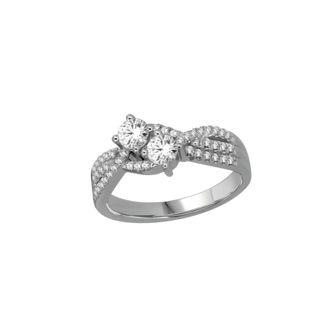 14K White Gold 0.75 Cttw Round Diamond Ladies Ring