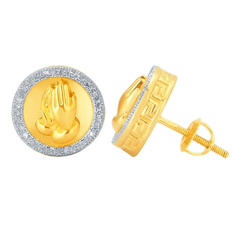 10K Yellow Gold 0.15-0.20 Cttw Diamond "Praying Hands" Earring
