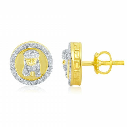 10K Yellow Gold 0.25 Cttw Diamond "Jesus" Earring
