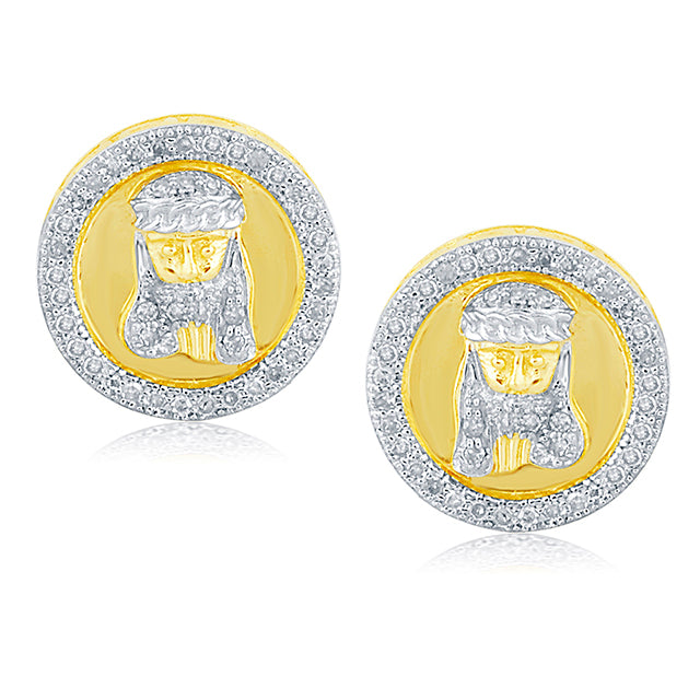 10K Yellow Gold 0.25 Cttw Diamond "Jesus" Earring