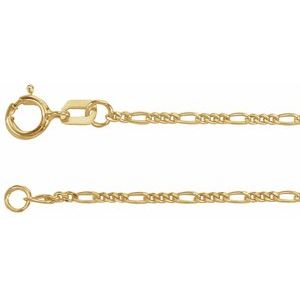 14K Yellow Or White Or Rose Gold Or Sterling Silver 1.28 mm Spring Ring Polished Figaro Chain