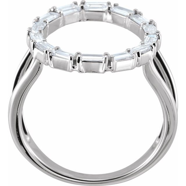 14K White Gold Straight Baguette Polished 1/2 Ctw Natural Diamond Negative Space Ring, Size 7