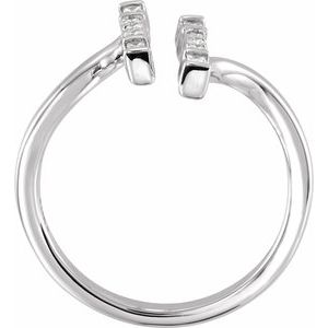 14K White Gold Natural Diamond Polished 1/6 Ctw Natural Diamond Double Bar Ring Size 7