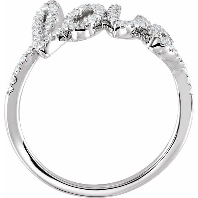 14K White Or Rose Gold Round Polished 1/4 Ctw Natural Diamond Love Ring, Size 7