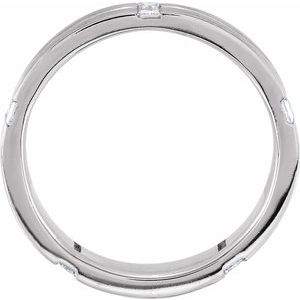 14K White Gold Set 8.5 Natural Diamond Straight Baguette 4 X 2 Mm 4 Mm Si2-Si3, Ghi Polished 5/8 Ctw Natural Diamond Grooved Duo Band Size 8.5