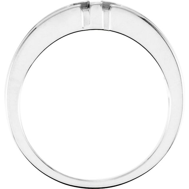 14K White Gold Polished Grooved Cross Design Band, Size 10
