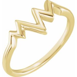 14K Yellow Gold Polished Heartbeat Ring Size 7