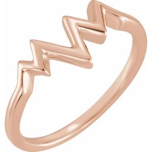 14K Rose Gold Polished Heartbeat Ring Size 7