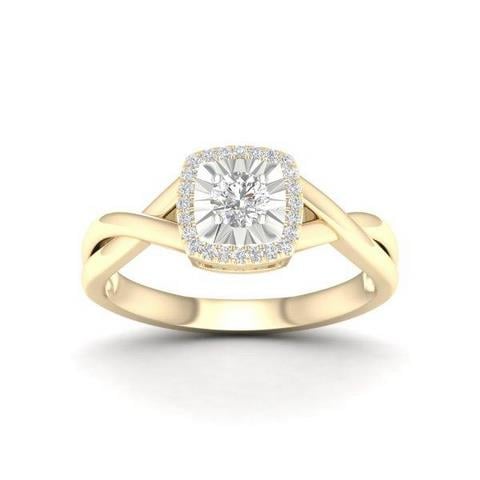 10K Yellow Gold 0.12 Cttw Diamond Ladies Ring