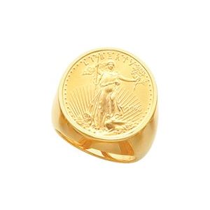 14K Yellow Gold 21.4 Mm Bezel Set Polished Coin Frame Bezel Ring Mounting Size 11