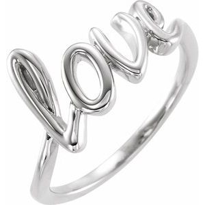 14K White Gold Polished Love Ring Size 7