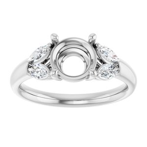 14K White Gold 7.4 mm Round 3/8 CTW Lab-Grown Diamond Semi-Set Engagement Ring Size 7