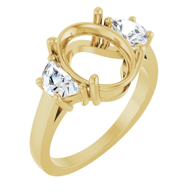 14K White Or Yellow Gold Oval 11 X 9 Mm Polished 3/4 Ctw Lab-Grown Diamond Semi-Set Engagement Ring, Size 7
