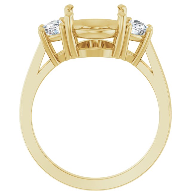 14K White Or Yellow Gold Oval 11 X 9 Mm Polished 3/4 Ctw Lab-Grown Diamond Semi-Set Engagement Ring, Size 7