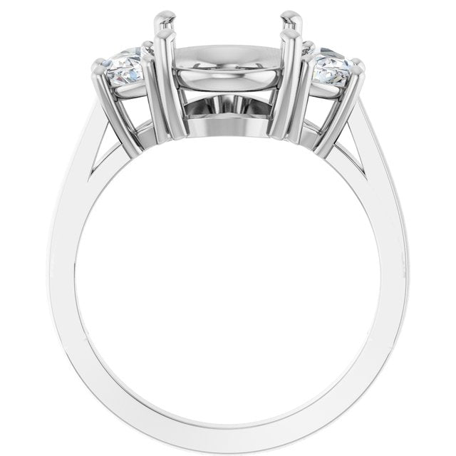 14K White Or Yellow Gold Oval 11 X 9 Mm Polished 3/4 Ctw Lab-Grown Diamond Semi-Set Engagement Ring, Size 7