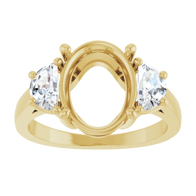 14K White Or Yellow Gold Oval 11 X 9 Mm Polished 3/4 Ctw Lab-Grown Diamond Semi-Set Engagement Ring, Size 7