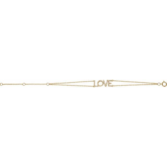 14K Yellow Or White Or Rose Gold Round 22.5 X 7.4 Mm 5-7 In I1, H+ Polished 1/4 Ctw Natural Diamond Love Bracelet