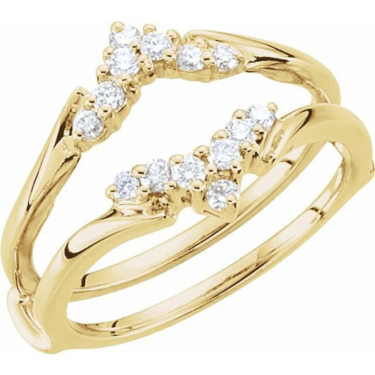 14K Yellow Gold Round 1.7 Mm Polished 1/4 Ctw Natural Diamond Ring Guard, Size 6