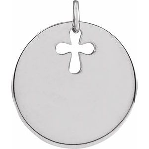 Sterling Silver 15 Mm Polished Pierced Cross Disc Pendant