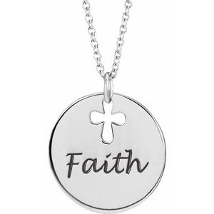 Sterling Silver 15 Mm 16-18 In Polished Pierced Cross Disc Necklace