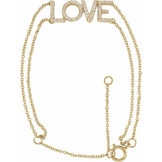 14K Yellow Or White Or Rose Gold Round 22.5 X 7.4 Mm 5-7 In I1, H+ Polished 1/4 Ctw Natural Diamond Love Bracelet