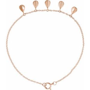 14K Rose Gold 7.4 X 4.3 Mm 7 In Polished Charm Bracelet