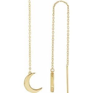 14K Yellow Gold 90 X 7.3 Mm Pair Backless Polished Crescent Chain Earrings