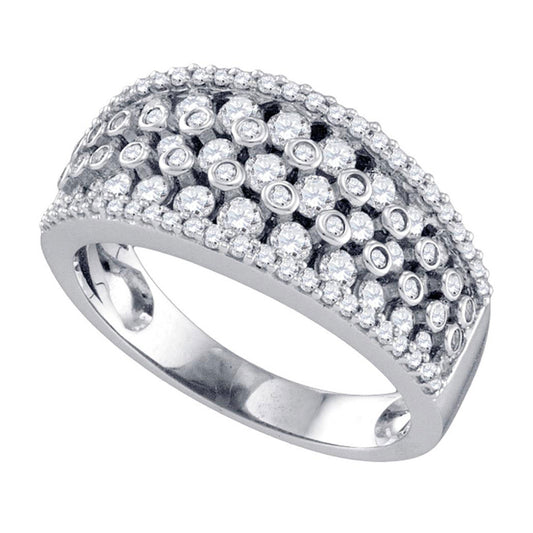 10K White Gold Womens Round Diamond Band Ring 1 Cttw, Womens Size: 5-10