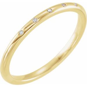 14K Yellow Gold Round 1 Mm 1.5 Mm Si2-Si3, G-H Polished .02 Ctw Natural Diamond Anniversary Band Size 11