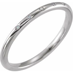 14K White Gold Round 1 Mm 1.5 Mm Si2-Si3, G-H Polished .02 Ctw Natural Diamond Anniversary Band Size 6