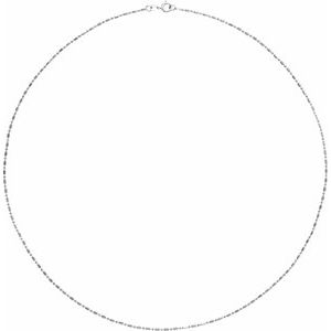14K White Gold Alternating Hollow Diamond-Cut Bead Chain, Length: 20 In, Width: 1.15 Mm