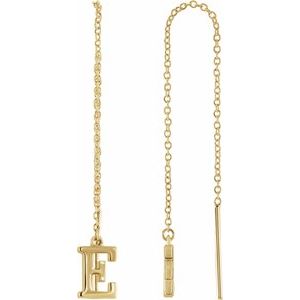 14K Yellow Gold Initial E Chain Earring