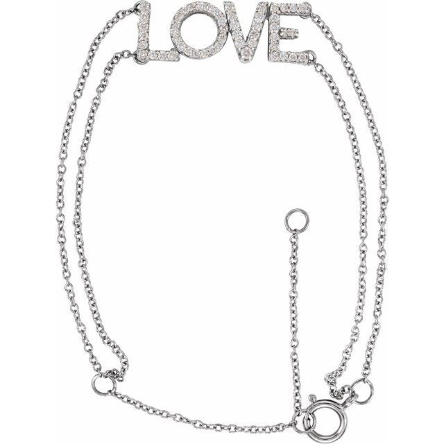 14K Yellow Or White Or Rose Gold Round 22.5 X 7.4 Mm 5-7 In I1, H+ Polished 1/4 Ctw Natural Diamond Love Bracelet