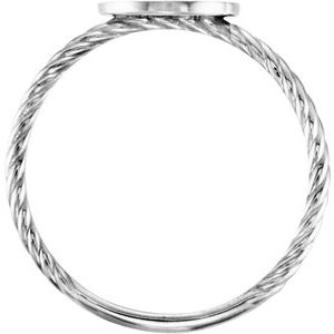 14K White Gold Polished Be Posh Signet Rope Ring Size 7
