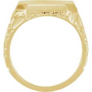 10K Yellow Gold Square 18 X 16 Mm Brush Polished Signet Ring Size 10
