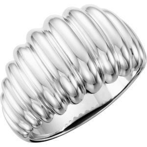 14K White Gold Polished Dome Ring Size 7