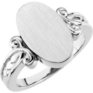 Sterling Silver Oval 15.2 X 9.2 Mm Brush Polished Signet Ring Size 7