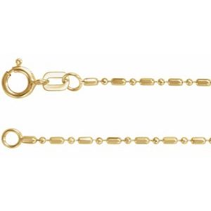 14K Yellow Gold Alternating Hollow Diamond-Cut Bead Chain, Length: 7 In, Width: 1.15 Mm