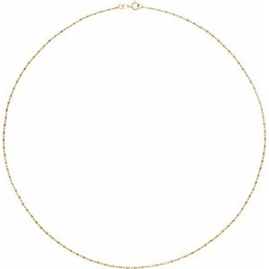 14K Yellow Gold Alternating Hollow Diamond-Cut Bead Chain, Length: 20 In, Width: 1.15 Mm