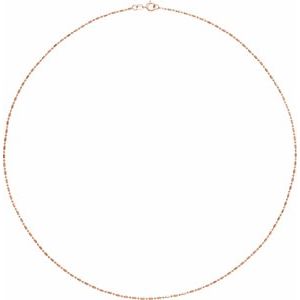14K Rose Gold Alternating Hollow Diamond-Cut Bead Chain, Length: 16 In, Width: 1.15 Mm