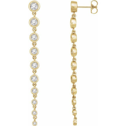 14K Yellow Or White Gold 3.8 Mm Round Friction Back Polished 2 Ctw Lab-Grown Diamond Graduated Earrings