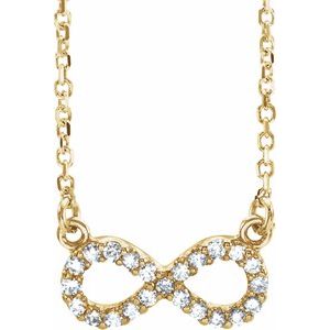 14K Yellow Gold Round 1Mm G-H I1 Infinity Necklace, Length: 16.5 In