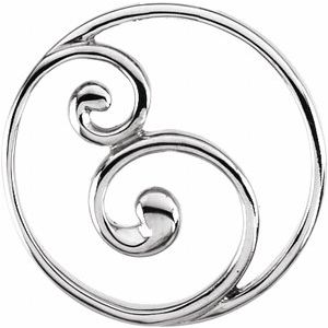 14K White Gold 20 Mm Polished Scroll Circle Pendant