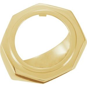 Yellow Gold 17.9 Mm Tab Back Polished Coin Frame Bezel Ring Mounting