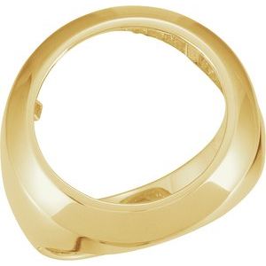 10K Yellow Gold 16.5 Mm Tab Back Polished Coin Frame Bezel Ring Mounting Size 9.75