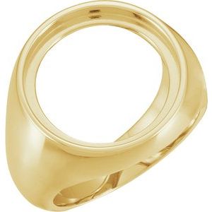 14K Yellow Gold 17.9 Mm Bezel Set Polished Coin Frame Bezel Ring Mounting Size 10