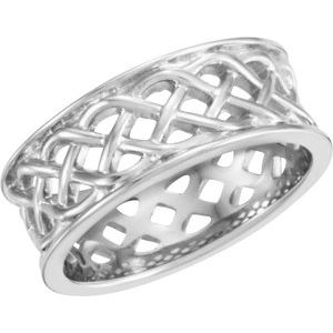14K White Gold Celtic-Inspired Band Size 6