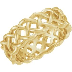 14K Yellow Gold Polished 8 Mm Polished Celtic-Inspired Band Size 12