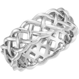 Sterling Silver Polished 8 Mm Polished Celtic-Inspired Band Size 10